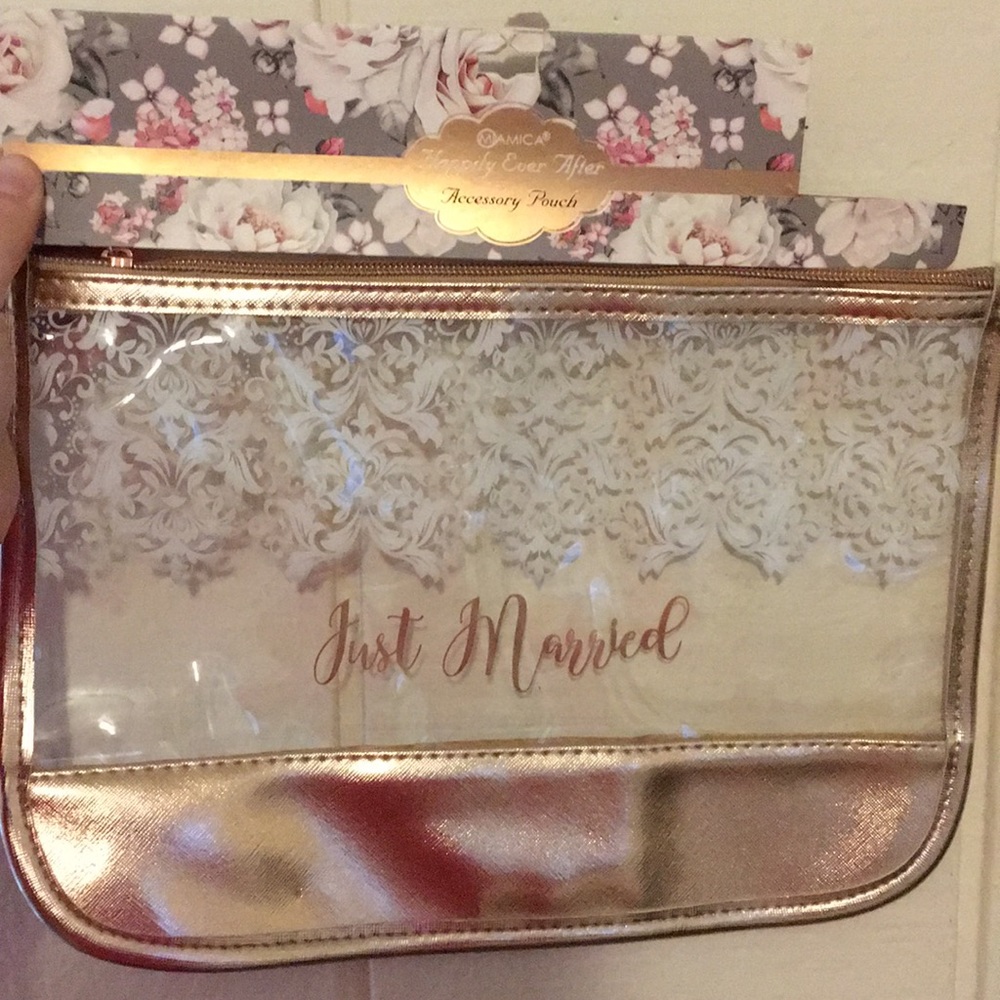 NWT Just Married clear Accessory Pouch